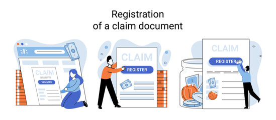 Claim vector illustration. Complete claim form for insurance, turning paperwork into personalized deal Navigate paperwork landscape with ease, turning your claim into financial project Transform