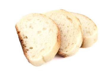 french baguette slices, isolated on white background
