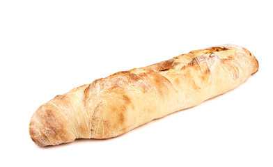 freshly baked baguette isolated on white background