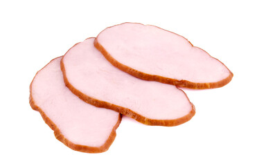 Sliced ham isolated on white background