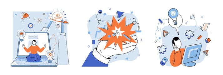 Idea generation vector illustration. Creative thinking, fertile soil where seeds idea generation take root The symphony achievement resonates with harmonies idea generation and progress Idea