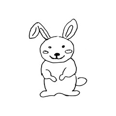 Obraz na płótnie Canvas doodle cute bunny portrait, outline sketch