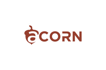 Acorn fruit seed in lettering style logo design.