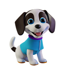 3d illustration of a baby dog smiling3d render cartoon baby dog smiling