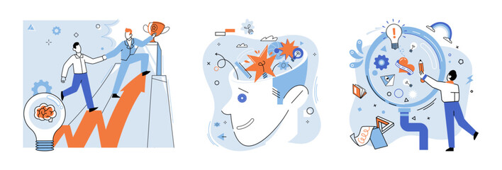Brainstorming vector illustration. Intelligence and creativity are architects designing blueprint brainstorming The creative process is canvas where brainstorming paints strokes achievement In realm