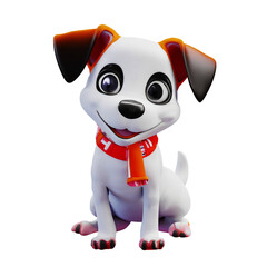 3d illustration of a baby dog smiling3d render cartoon baby dog smiling