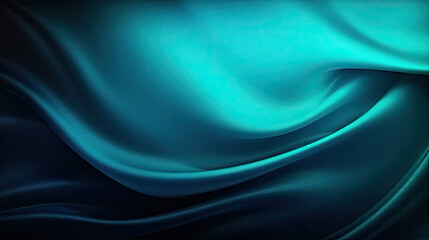 Obraz premium Abstract dark background. Silk satin fabric. teal blue color. Elegant background with space for design. Soft wavy folds. Abstract Background with 3D Wave green blue , Christmas, birthday, anniversary