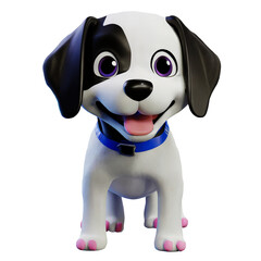 3d illustration of a baby dog smiling3d render cartoon baby dog smiling