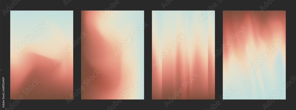 Wall mural set of gradient mesh cover designs in earth tones of color. abstract vector illustration without tra
