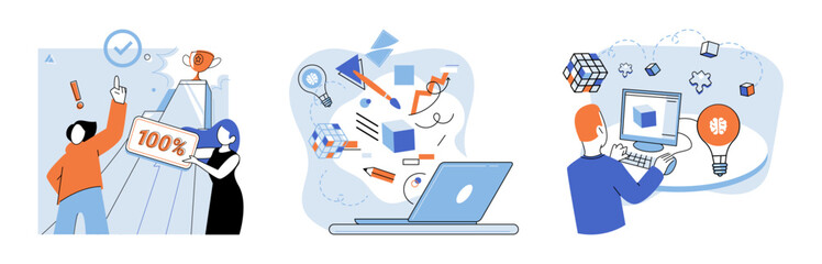 Brainstorming vector illustration. The projects heartbeat echoes rhythm brainstorming and strategic thinking Success is tapestry woven by skilled hands brainstorming and professional development