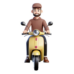 3d illustration of a food delivery men on scooter