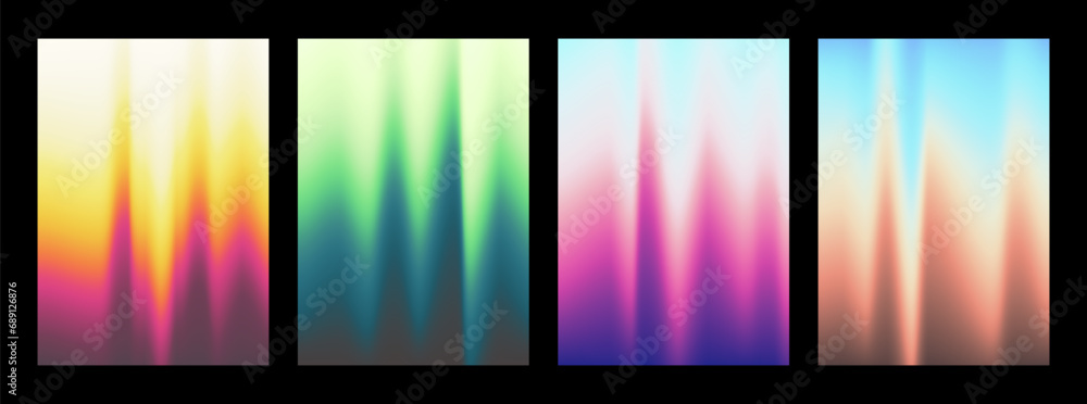 Wall mural set of colorful wavy gradient mesh cover designs. abstract vector illustration without transparency.
