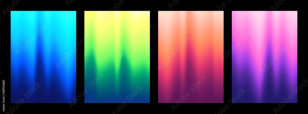 Wall mural set of colorful wavy gradient mesh cover designs. abstract vector illustration without transparency.