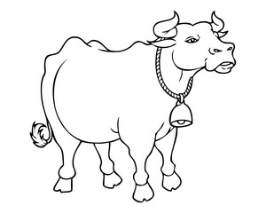 cow line vector illustration