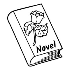 novel book line vector illustration