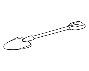 shovel line vector illustration