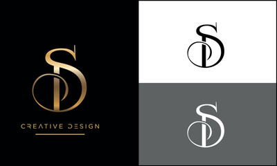 Alphabet letters icon logo SD or DS