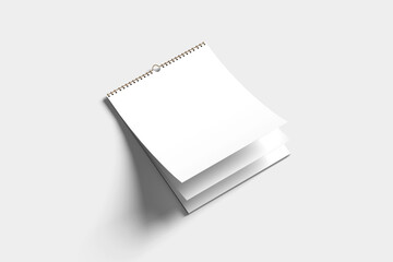 Blank calendar mockup on white background