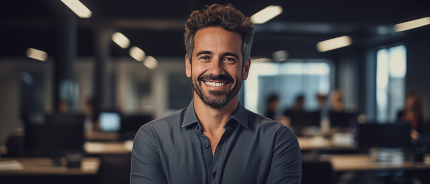 portrait of a startup ceo businessman inside his working place