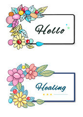 봄 꽃 프레임 라벨 스티커 