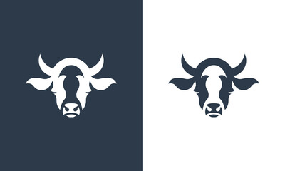 cow head logo design vector collection