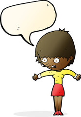 cartoon woman panicking with speech bubble