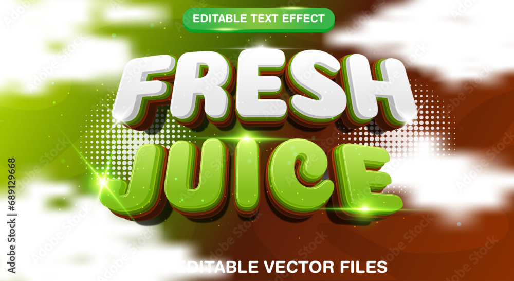 Poster fresh juice 3d editable text effect template suitable for food menu themes