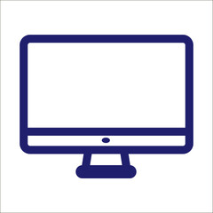 Outline computer monitor icon. pc symbol isolated on white background. Vector illustration.	