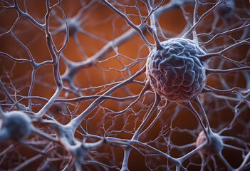 neurons and synapse like stuctures depicting brain chemistry, neuron electric lights