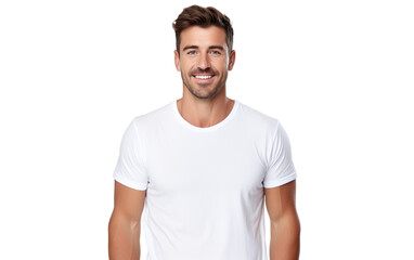 White Branded Casual T-Shirt Isolated on a Transparent Background PNG.