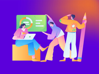 Business People Flat Vector Concept Operation Hand Drawn Illustration
