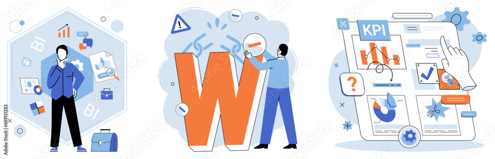 Aufkleber analysis tool. business intelligence. vector illustration effective planning is necessary for achiev