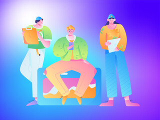 Business People Flat Vector Concept Operation Hand Drawn Illustration
