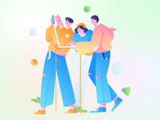 Business People Flat Vector Concept Operation Hand Drawn Illustration
