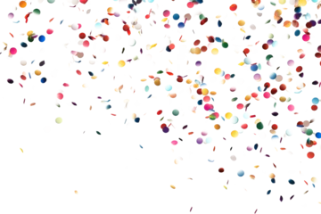 Tuinposter Flying colorful confetti on transparent background © Volodymyr