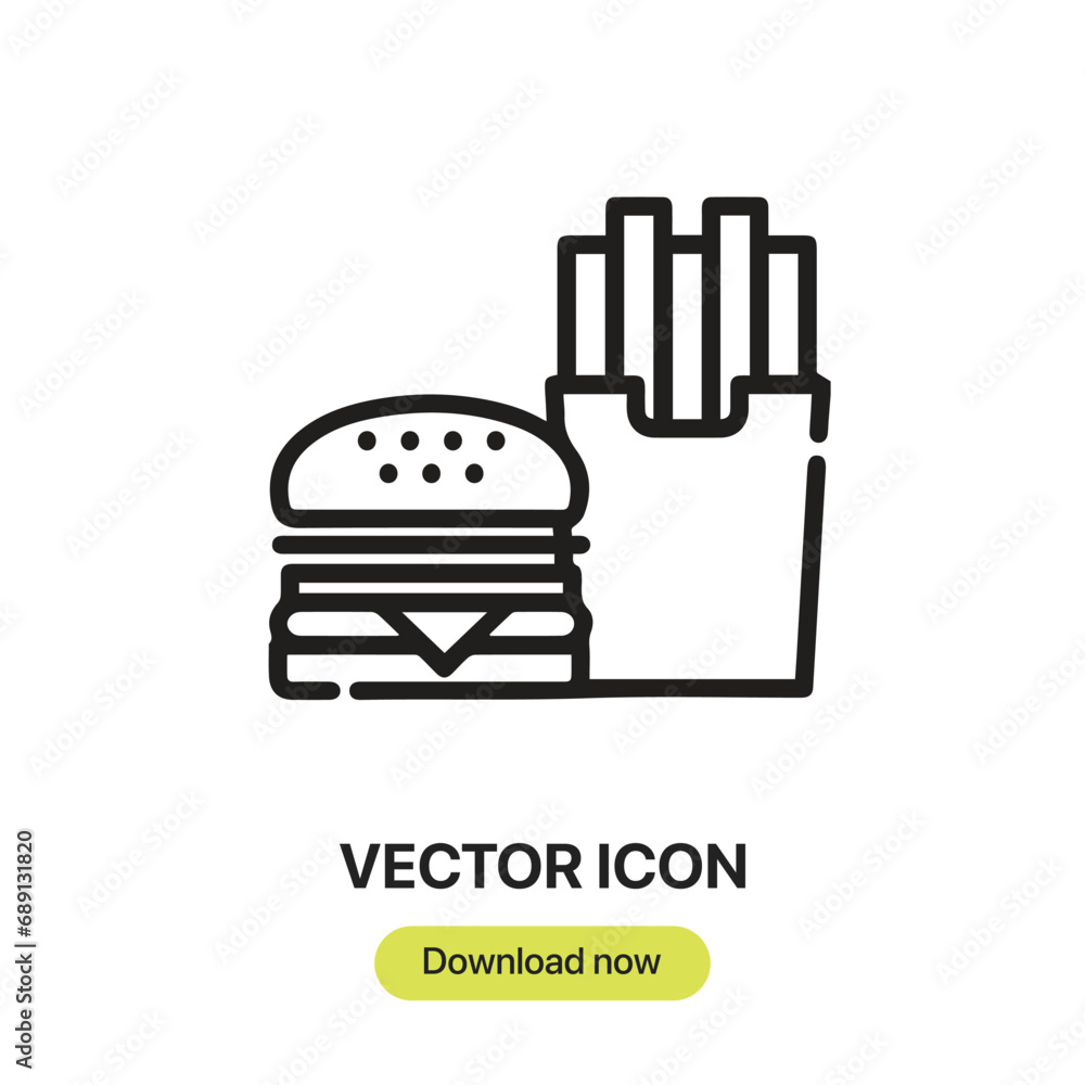 Poster fast food icon vector. linear-style sign for mobile concept and web design. fast food symbol illustr