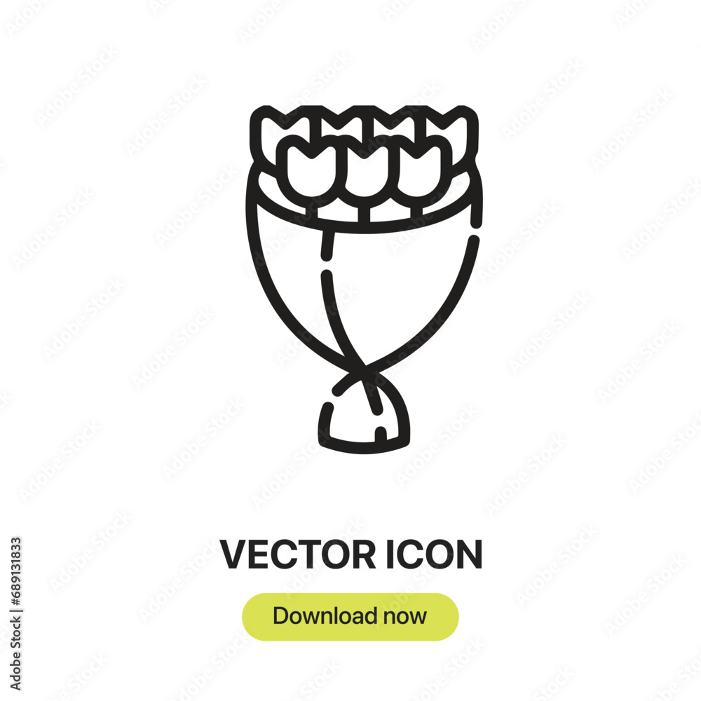 Poster bouquet icon vector. linear-style sign for mobile concept and web design. bouquet symbol illustratio