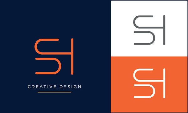 SH or HS Alphabet letters logo monogram