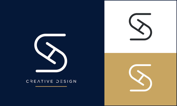 SH or HS Alphabet letters logo monogram