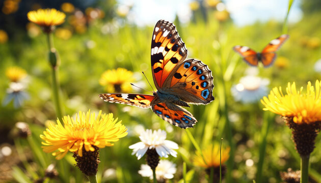 Butterflies Over Wildflower Meadow