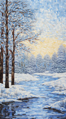 Obraz premium Snow covered trees. AI generated art illustration.