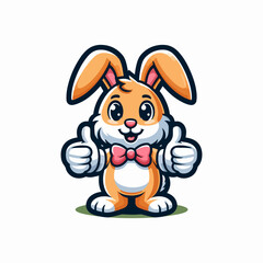 a cute fluffy white easter bunny with easter egg vector illustration