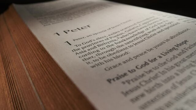 Open Bible chapter Peter title slide over page