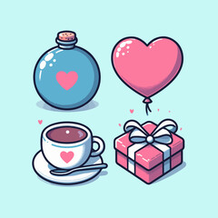 Hand drawn valentines day elements set, Generative Ai
