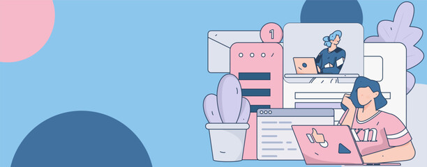 Business People Flat Vector Concept Operation Hand Drawn Illustration
