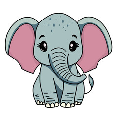 Cute elephant wild safari african animals for kids, children clipart, vector illustration