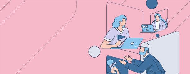 Business People Flat Vector Concept Operation Hand Drawn Illustration
