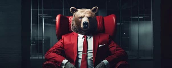 Fotobehang Bussiness man like Bear dressed in an elegant suit. © Daniela