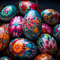 Fototapeta premium Easter: background, Happy Easter background, wallpaper, Easter eggs, wooden