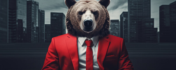 Bussiness man like Bear dressed in an elegant suit.